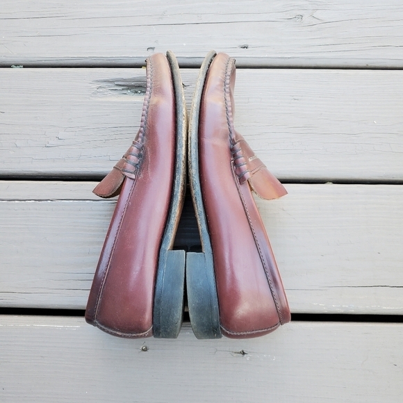 Vintage 90s y2k Oxblood Burgundy Leather Moc Toe Moccasins Driving Penny Loafers main image 5